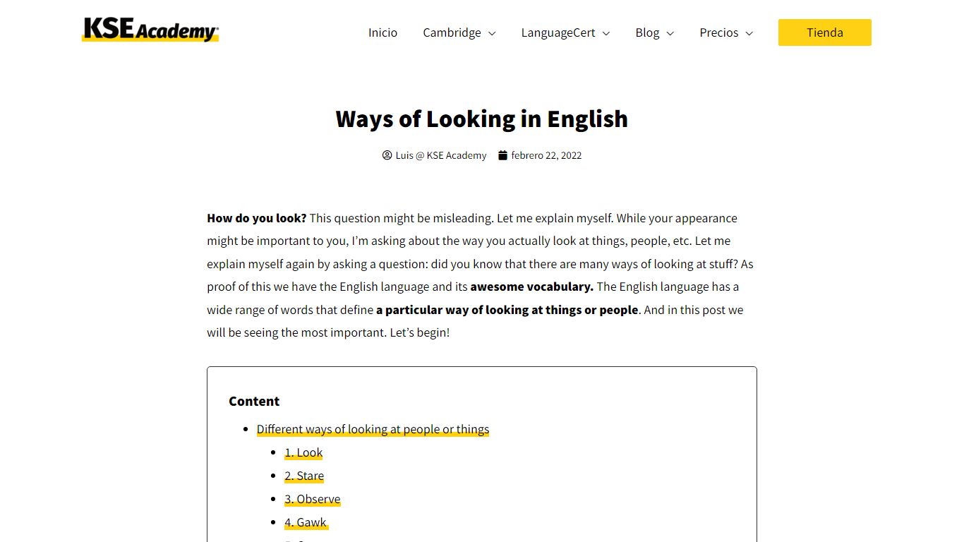 Ways of Looking in English | KSE Academy